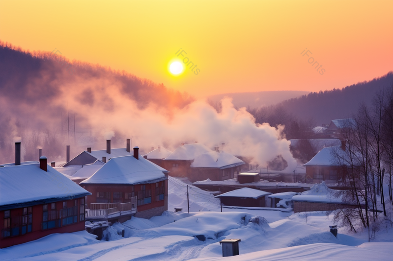 夕阳下美丽的野外雪景高清特写摄影图,高清,摄影图,摄影图片,图片大全,摄影图免费下载